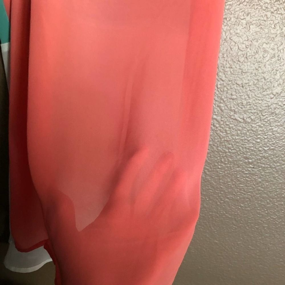 Orange Sheer Color-Block Tank Top - Picture 3 of 6